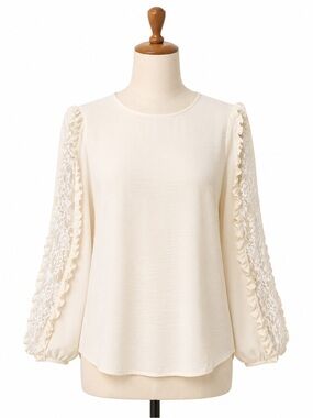 Who What Wear Cream Lace Sleeve Blouse XS Romantic Ruffle Top Target